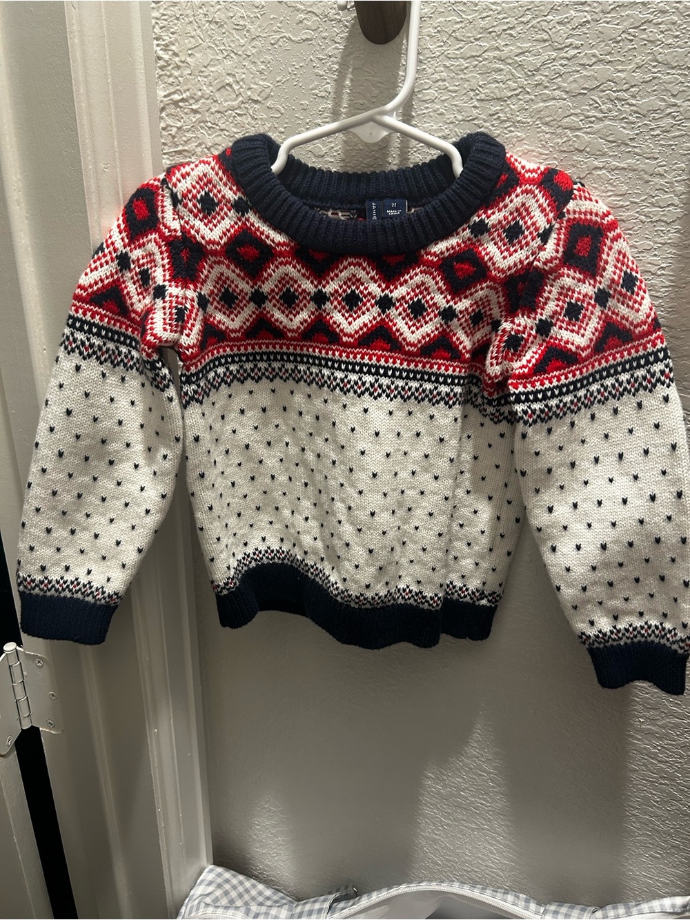 Christmas/Holidays Crewneck Sweater - Red, Navy & White